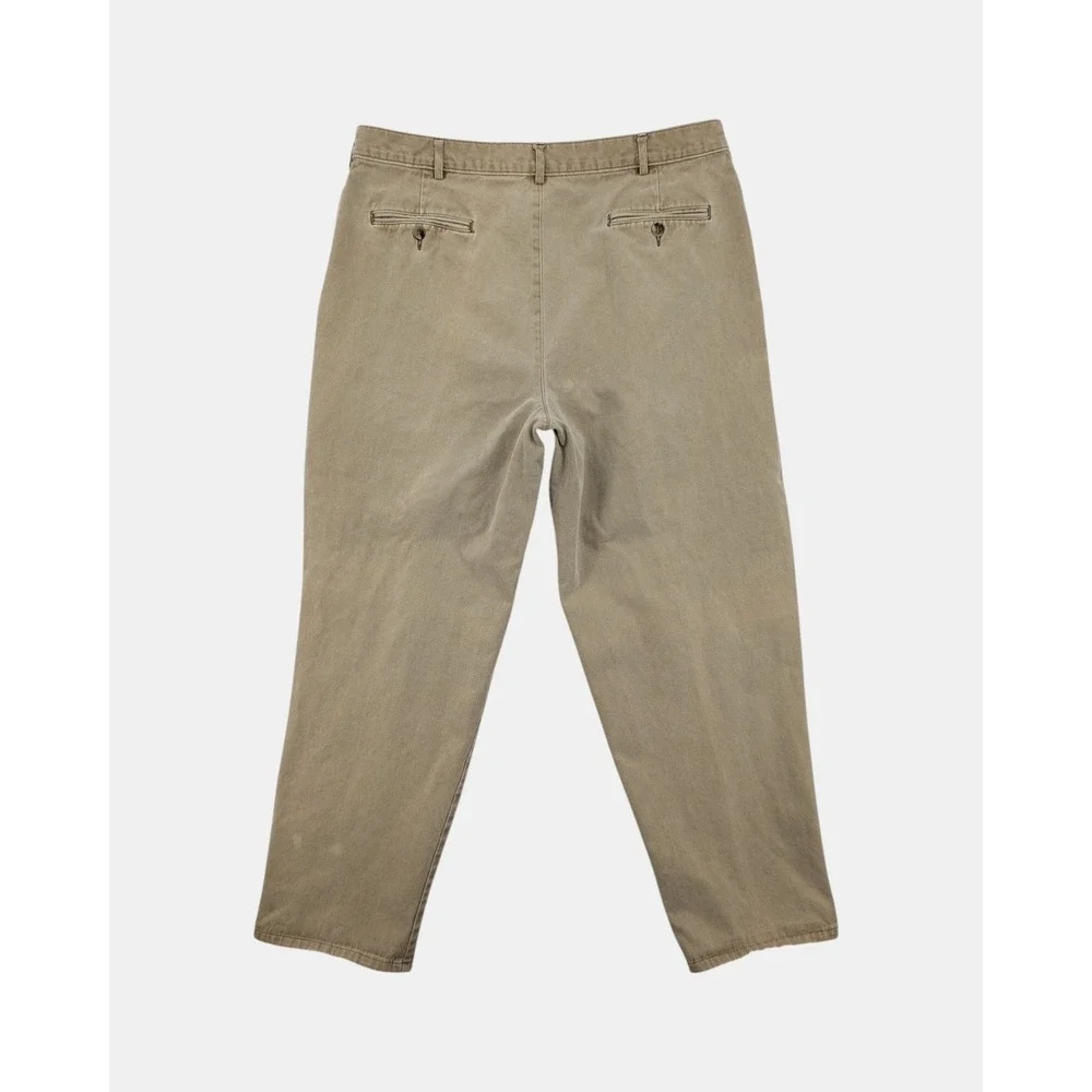 Vintage L.L. Bean Double L Chinos Mens 36x30 Khaki Pleated Relaxed Fit Pants
